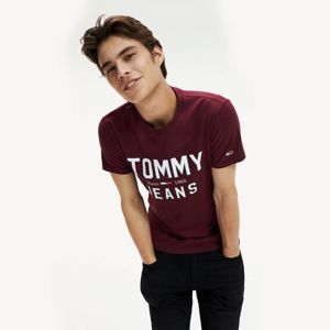 Tommy Hilfiger pánské vínové tričko Essential - S (VA2)